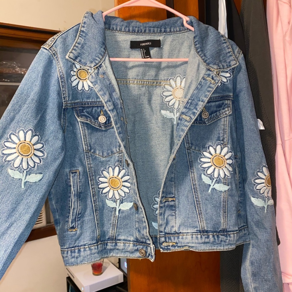 flower jean jacket
